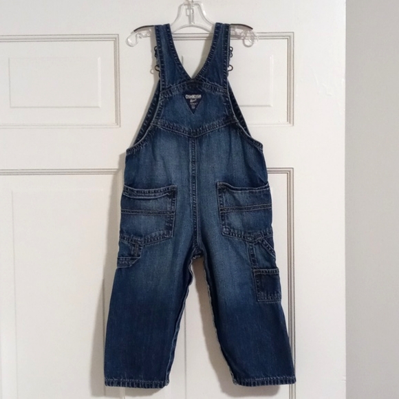💙OshKosh B'gosh💙 - Blue/Gray Front Logo Denim Overalls - Picture 2 of 12